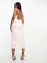 Фото #1 товара Simmi satin ruched front diamante detail midi dress in pink multi