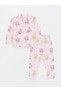 LCW baby Polo Yaka Uzun Kollu Baskılı Kız Bebek Pijama Takım