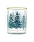 14-Ounce 22 Carat Gold-Tone Rim DOF (Double Old Fashioned) Glass Set of 4 - Holiday Winter Pine Trees