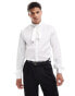 ASOS DESIGN satin shirt with tie neck and blouson volume sleeve in white Белый, 2XL - Chest 46-48 - фото #1