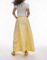 Topshop poplin midi full skirt in lemon yellow