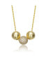 Фото #1 товара 14K Gold Plated Matte & Bright Shine Cubic Zirconia Bead Pendant Necklace