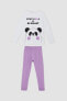 Фото #5 товара Пижама для девочек DeFacto с длинными рукавами и принтом панды