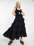 Reclaimed Vintage maxi smock dress with tiers in black