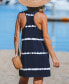 Фото #2 товара Women's Black-and-White Tie Dye Stripe Mini Beach Dress