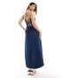 Фото #2 товара Vero Moda midi dress with cross back in dark blue denim