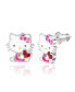 ფოტო #1 პროდუქტის Sanrio Silver Plated Crystal Enamel Heart Stud Earrings, Officially Licensed Authentic