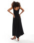 Фото #4 товара Bershka drop waist jersey maxi dress in black