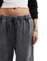 ASOS DESIGN straight leg jogger with seam details in charcoal acid wash