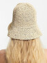 ASOS DESIGN straw crochet bucket hat in neutral