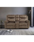 White Label Calico 80" Double Glider Reclining Love Seat with Center Console, Power Outlets, Hidden Drawer and USB Ports