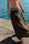 Фото #2 товара Широкая юбка миди из смесового льна с ремнем ZARA
