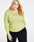 ფოტო #1 პროდუქტის Plus Size Long-Sleeve Jersey Knit Top, Created for Macy's