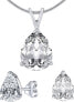 Silver jewelry set with clear crystal glass JJJS8888 (earrings, pendant)