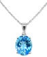 ფოტო #1 პროდუქტის Blue Topaz (4-1/2 ct. t.w.) & Diamond Accent Pendant Necklace in 14k White Gold, 16" + 2" extender