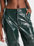 AFRM wide leg faux leather cargo trouser in dark green