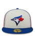 ფოტო #3 პროდუქტის Men's Cream, Royal Toronto Blue Jays Chrome Sutash 59FIFTY Fitted Hat