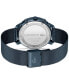 ფოტო #3 პროდუქტის Men's Replay Blue-Tone Stainless Steel Mesh Bracelet Watch 44mm