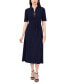 ფოტო #1 პროდუქტის Women's Collared Quarter-Zip Jersey Midi Dress