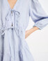 Фото #4 товара & Other Stories linen tie detail mini dress in blue