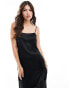 Фото #2 товара ASOS DESIGN satin chiffon mix maxi dress in black