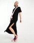 Фото #2 товара COLLUSION slinky maxi t-shirt dress in black