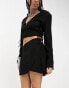 Annorlunda wrap around mini skirt co-ord in black