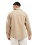 ASOS DESIGN worker jacket in washed twill in stone