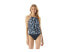 Michael Kors Palm Mix Blouson High Neck Tankini Top New Navy Size MD