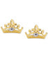Children's Princess Crown Stud Earrings in 14k Gold