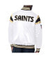 Фото #2 товара Men's White, Black Distressed New Orleans Saints Vintage-Like Satin Full-Snap Varsity Jacket