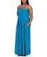 Фото #3 товара Plus Size Strapless Maxi Dress with Pockets
