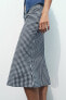 Gingham check midi skirt