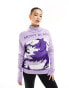 Threadbare Ski roll neck printed jumper in purple