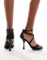 New Look – Stiletto-Sandaletten aus schwarzem Satin mit mehreren Riemchen