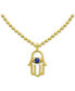 ფოტო #1 პროდუქტის Lab-Grown Sapphire Hamsa Hand Pendant Necklace (3/8 ct. t.w.) in 18k Gold-Plated Sterling Silver, 16" + 2" extender, Created for Macy's