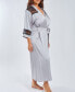 Фото #3 товара Plus Size Silky Stretch Satin Long Robe with Lace Trims