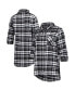 Women's Black, Silver Las Vegas Raiders Mainstay Flannel Full-Button Long Sleeve Nightshirt