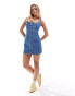 Фото #1 товара DTT Petite denim button front mini dress in mid blue