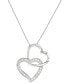 ფოტო #1 პროდუქტის Diamond Double Heart Pendant Necklace (1/4 ct. t.w.) in Sterling Silver
