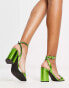 RAID Wink block heel sandals in green metallic - exclusive to ASOS