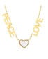 18K Gold Plated Stainless Steel Peace Love Drop Necklace with Heart Charm