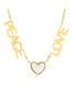 18K Gold Plated Stainless Steel Peace Love Drop Necklace with Heart Charm