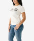 ფოტო #3 პროდუქტის Women's Short Sleeve Crystal Horseshoe Crewneck T-shirt