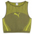 Puma Dare To Logo Crew Neck Crop Top Womens Green Casual Tops 62429433