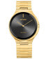 ფოტო #1 პროდუქტის Eco-Drive Unisex Stiletto Gold-Tone Stainless Steel Bracelet Watch 39mm
