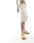 Bershka longline cargo shorts in washed sand