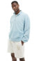 ASOS DESIGN oversized texture sweatshirt with funnel neck in blue Синий, XL - Chest 44 - фото #1