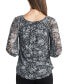 Фото #2 товара Juniors' Printed Round-Neck Bubble-Sleeve Top