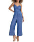 ფოტო #1 პროდუქტის Women's Chambray Ruched Jumpsuit